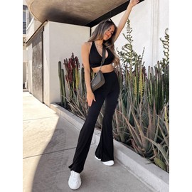 ZOOSIXX Black Flare Yoga Pants for Women, Crossover Soft Bootcut Leggings