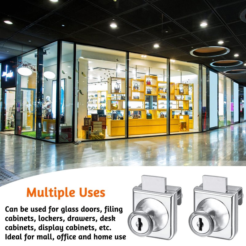 2 Pack Glass Cabinet Lock Single Glass Door Locks Display