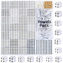 DoDoBeads Letter Beads Kit - 1270 Pieces Acrylic 6 x 6 mm Square Alphabet Beads A-Z with Spacer Beads, and Extra Vowels & Number Beads - Ideal for Bracelets, Necklaces, Friendship Bracelet Kits