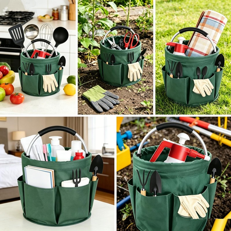 Cleaning Caddy with Handle,Cleaning Supplies 17L Foldable Storage Basket