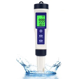 LAMJAD 5 in 1 PH Meter Tester Pen，PH/TDS/EC/Temp/Salt Meter， 0.01 Resolution High Accuracy Digital PH Tester，Pen-Type Tester for Swimming Pool, Water, Wine, Aquariums and Fish Tank.
