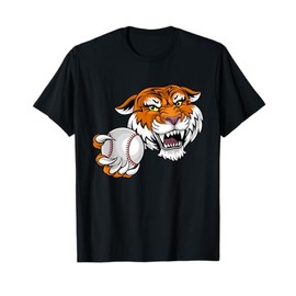 Tiger Baseball Ball Animal Cartoon Character T-Shirt