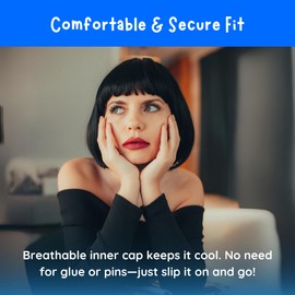 Dress Up America Bob Wig - Short Bob Wig with Bangs - Cosplay Wig for Women - Costume Wigs for Dress Up (Black)