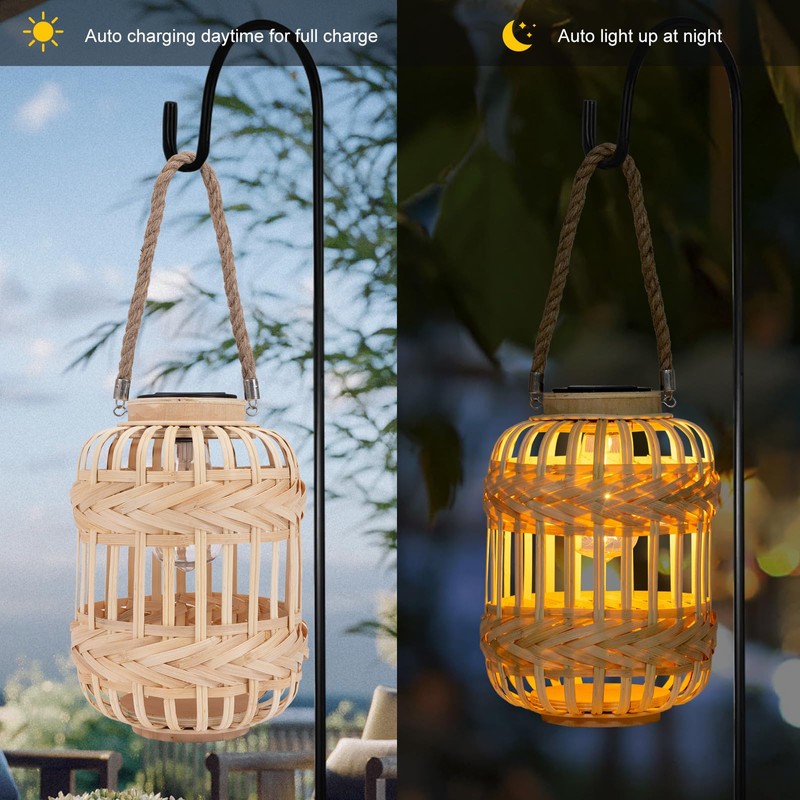 Solar Lanterns,Livinlarge Solar Rattan Light Outdoor Waterproof Solar Lights for