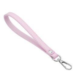 PATIKIL PU Leather Keychain, Key Holder Keyring Strap with Metal Silver Key Ring Lock Anti Lost Clasp for Wallet Purse Clutch, Pink