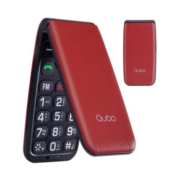 Qubo Senior Mobile Phone Folding Mobile Phone Without Contract, Large