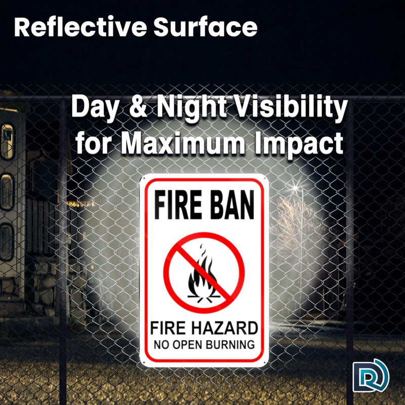 No Campfires Sign, 8x12 Reflective Aluminum Fire Ban No Open