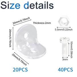 INCREWAY Acrylic L Brackets Clear Right Angle 90 Degree Support Shelf Corner Brace Right Angle Bracket for DIY Display Box Transparent 20 Pack