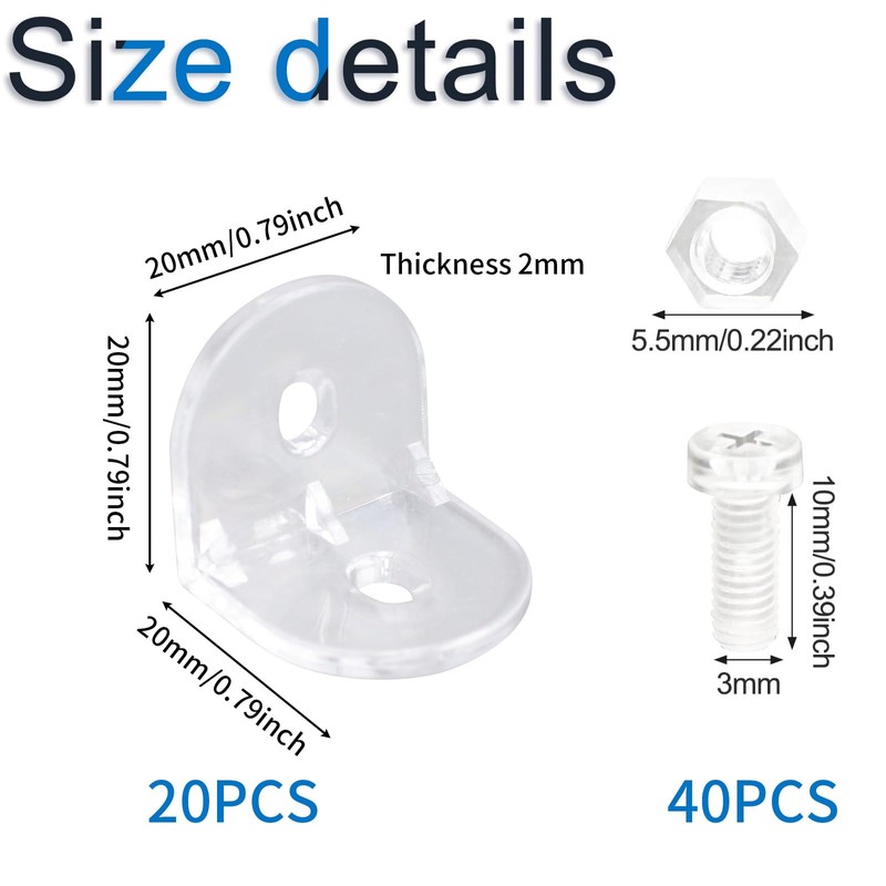 INCREWAY Acrylic L Brackets Clear Right Angle 90 Degree Support