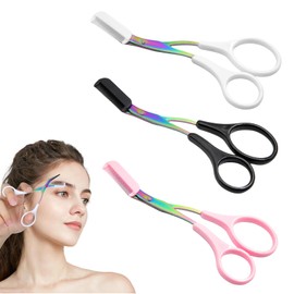 Calkkrer Eyebrow Cutter Scissors, New Anti-slip Eyebrow Scissors, Hair Removal, Makeup Scissors with Comb for Precise Eyebrow Trimming