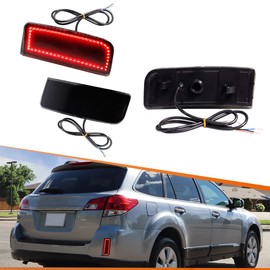 ADIIL Smoked Lens Rear Bumper Reflector lights For 10-14 Subaru Outback Red LED Brake Tail Lights Lamps OE-spec LH & RH