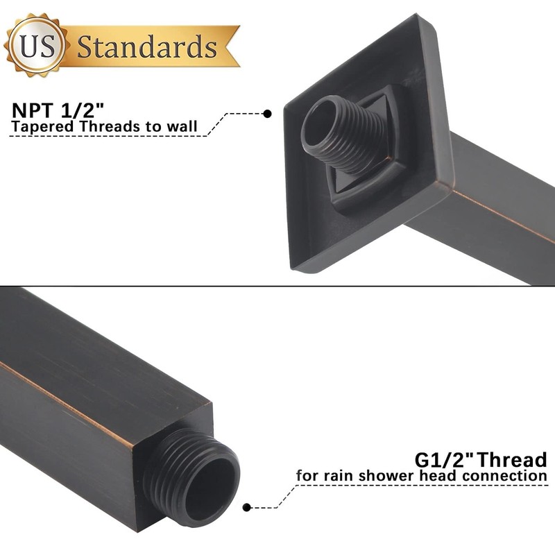 Brass Shower Arm with Flange, ENGA Oil Rubbed Bronze 12