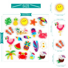 20 PCS Hawaiian Thick Gel Clings Summer Beach Window Gel Clings Decals Stickers for Kids Toddlers and Adults Home Airplane Classroom Nursery Hawaiian Party Supplies Decorations Removable and Reusable