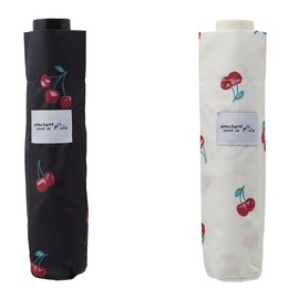 Miyajima 12050 Folding 21.7 inches (55 cm) Windproof Girly Cherry Black Ribs, 21.7 inches (55 cm)