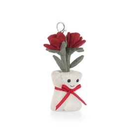 Apricot Lamb Rose Vase Stuffed Plush Keychain, Soft Plushies Cute Keychain Toys for Kids' Bag, Backpack, Purse, Red Flower 6 Inches