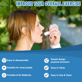 2 Pack Resistance Exerciser BlessEase Muscle Breathing Training Device- Portable Muscle Breathing Exercise Device, Easy to Use for Most People-White