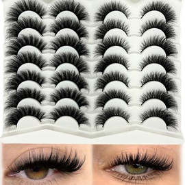 VOCOAK Cat Eye Lashes Wispy Soft Faux Mink Full Strip Lashes Pack C Curl Cateye Fake Eyelashes Natural Look False Eyelashes Pack 2 Styles
