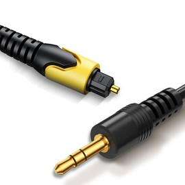 Convertidor óptico DAC de 192 KHz a 3.5 mm, cable de audio óptico a adaptador AUX, un solo modo de SPDIF a cable adaptador auxiliar para transferencia de audio de TV a AUX, formato de audio de TV debe
