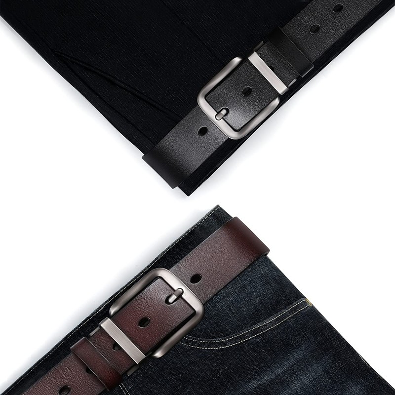 VRLEGEND Men's Leather Belt, 110 - 180 cm, Leather Jeans