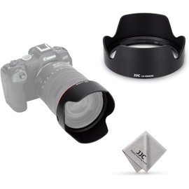 JJC EW-83N Reversible Lens Hood for Canon RF 24-105mm F4L IS STM, Plastic, Zoom, 77mm Filter, Lens Cap & Cleaning Cloth
