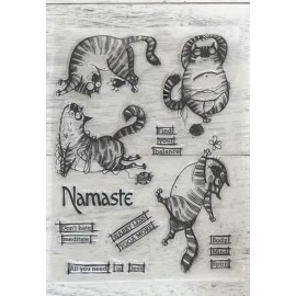 Stampers Anonymous Nameste Cats Clear Cling Stamps