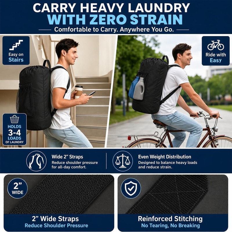Backpack Laundry Bag Durable Polyster Laundry Backpack Bag with Shoulder