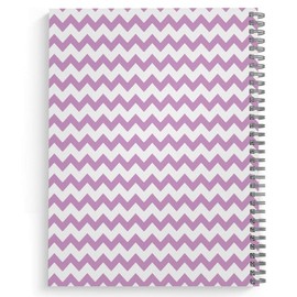 Purple Chevron Monogram "R" Notebook/Journal, Laminated Soft Cover, 120 Wide Ruled pages, lay flat wire-o spiral. Size: 8.5” x 11”. Made in the USA