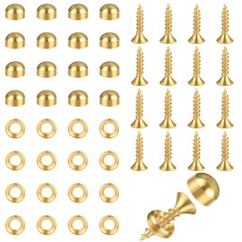 Brass Screws, Decorative Screws with Caps, 16 Pcs Self Tapping Gold Screw 9mm Mirror Screw Cover for Furniture Fixing