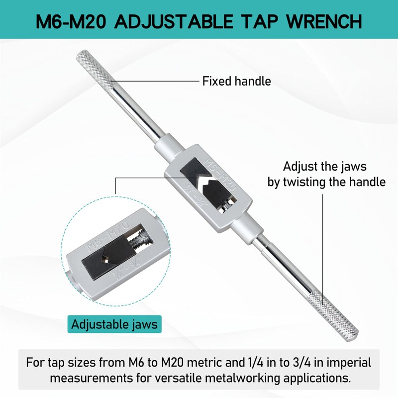 CHNPLUM M6-M20 Adjustable Tap Wrench Handle 1/4"-3/4" Taps Holder Tapping