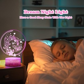 3D Illusion Unicorn Night Light - with auto-Off Timer Function 3D Lamp for Kids Room, 16 Colors & Flashing Modes with Remote Control Opreated Dimmable Christmas Birthday Gifts for Boys Girls