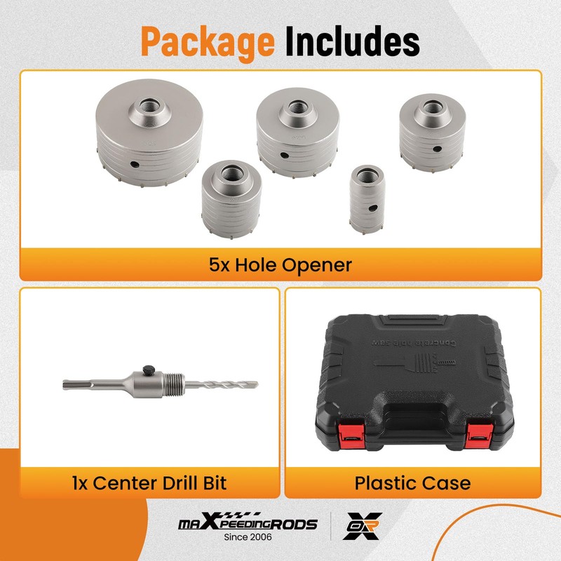 maXpeedingrods 6PCS Concrete Hole Saw Kit, 40 65 80 100