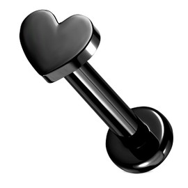 Stachelkleid Labret Piercing Titanium Heart Flat Base Flat Base Gold Universal Hypoallergenic Man Woman Conch Cyber Dahlia Helix Ear Nose Septril Shark Snake Cartilage Lip, Titanium