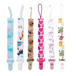 KAREN Clip Universal de Chupete para Niños y Niñas 6 pack, Tamaño Perfecto para Cualquier Chupón Con o Sin Anillo y Juguetes para Morder para Chupón, Mordedor, Babero y Juguetes, Regalo para Recién Nacidos en Baby Shower y Cumpleaños