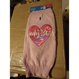 Vibrant Life YT1-Vibrant Life Pink "Lady Boss" Heart Pullover Pet Girl Dog Cat Sweater Size M