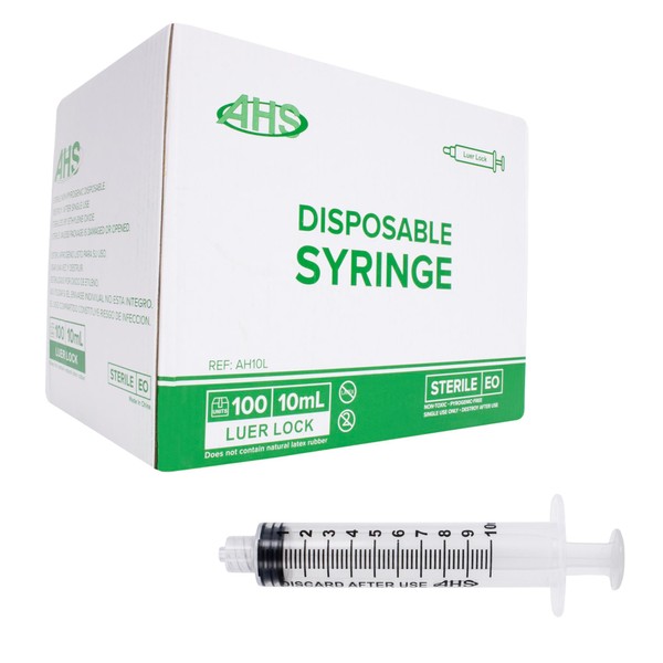 Generic 10mL Luer Lock Syringe (100 Pack), Sterile, Individually Wrapped,