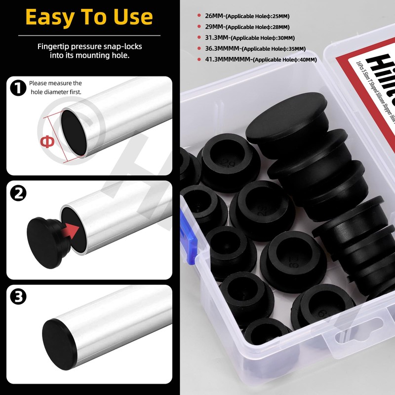 Hilitchi 16Pcs 5Sizes High Temp Silicone Plug Assortment Kit: 26MM,
