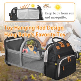 Astro alan Baby Diaper Bags with Changing Station, Waterproof Diaper Bag Backpack for Moms Dads with USB Charging Port, Baby Shower Gifts, Large Capacity diaper backpack, Black