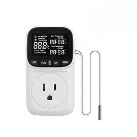 Decruil Digital Temperature Controller, Plug in Thermostat Outlet, 1800W 15A 6 Modes Temperature Heating Cooling Controller Socket for Indoor, Reptiles, Greenhouse