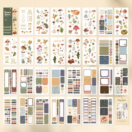 BIROYAL Sticker Set, 30 Sheets Scrapbook Stickers Total 576 Stickers, Bullet Journal Stickers, Easy Peel Stickers for Scrapbooking, Diaries, Planners & Calendars, Sticker Book Forest Set