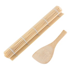Garosa Bamboo Sushi Making Kit, Sushi Making Set, Sushi Roll Kit, Sushi Rolling Mat, Rice Paddle, Square Sushi Roller, Bamboo Mat, Plus Rice Paddle, DIY Sushi Making Utensils Kit