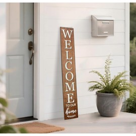 Vertical Wood Welcome Sign for Front Porch Vertical Decorative Sign Front Door Outdoor Indoor Welcome Sign 47.2x7.8 Inch Large Farmhouse Style(brown)