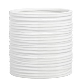 Torre & Tagus Ripple 6" Plant Pot For Houseplants & Ceramic Planter for 5 inch Nursery Pots - Handmade Round Vase & White Vase for Flowers, White Ceramic Vases for Home Decor Decorative Pot for Plants