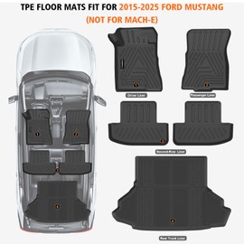 All Weather Floor Mats Cargo Liner for Ford Mustang 2015-2025 (NOT for Mach-E), TPE Rubber Floor Liners Anti-Slip Full Set Automotive Mats for 2025 Ford Mustang Accessories