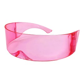 grinderPUNCH Futuristic Shield Sunglasses | Cyclops Cyberpunk Visor Glasses | 80s Alien Mono (Hot Pink)