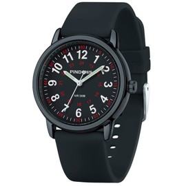 PINDOWS Watches for Women, Analogue Quartz Watches for Students, Women and Men, 30M Waterproof Military Time Display, Luminous, Easy to Read Dial, 2106N7:Black, Easy to read dial