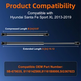Euplokeer 5B-679035 Front Hood Lift Support Gas Shock Strut Fits for Hyundai Santa Fe XL Sport 2013-2018, 2PCS Black