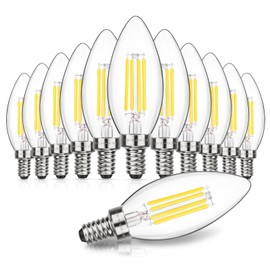 MAXvolador MAXvolador Dimmable E12 LED Candelabra Bulbs 60W Equivalent, Neutral White 4000K, 600LM Chandelier Light Bulb, B11 LED Candle Light Bulbs, 12 Pack
