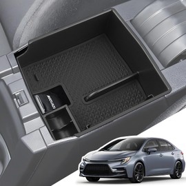 LANGBEAN Armrest Organizer for 2025 2024-2019 Toyota Corolla & Corolla Hybrid E210, Center Console Organizer with Removable Rubber Mat, Center Console Tray Custom for Toyota Corolla Accessories，Black