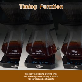 IKAPE Mini Digital Coffee Scale with Timer, 2kg/0.1g High Precision Rechargeable Drip Espresso Scale, Pour Over Scale with Tare Function, LED Display(Black)