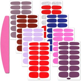 SILPECWEE 8 Sheets Solid Color Nail Polish Stickers Self Adhesive Nail Wraps Nail Polish Strips for Women Nail Strips Real Nail Polish with 1pc Nail File